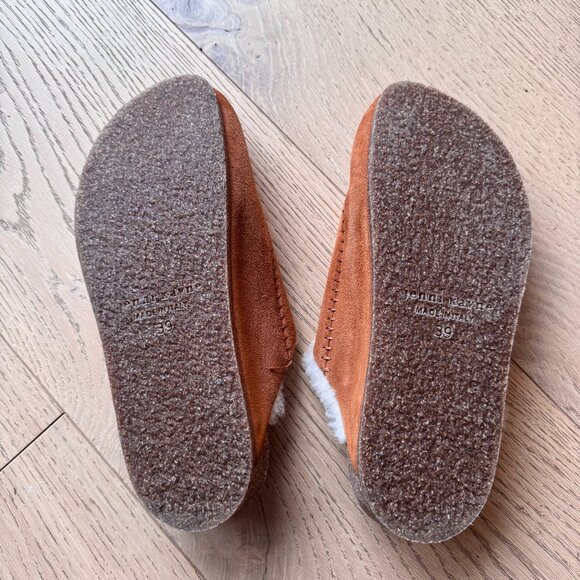 Jenni Kayne Tan Suede Shearling Mules - Picture 5 of 6